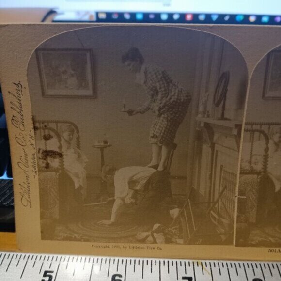 That Pesky Rat Again Vintage 1891 Stereoview Photo Card - Littleton View Co. - Picture 3 of 4